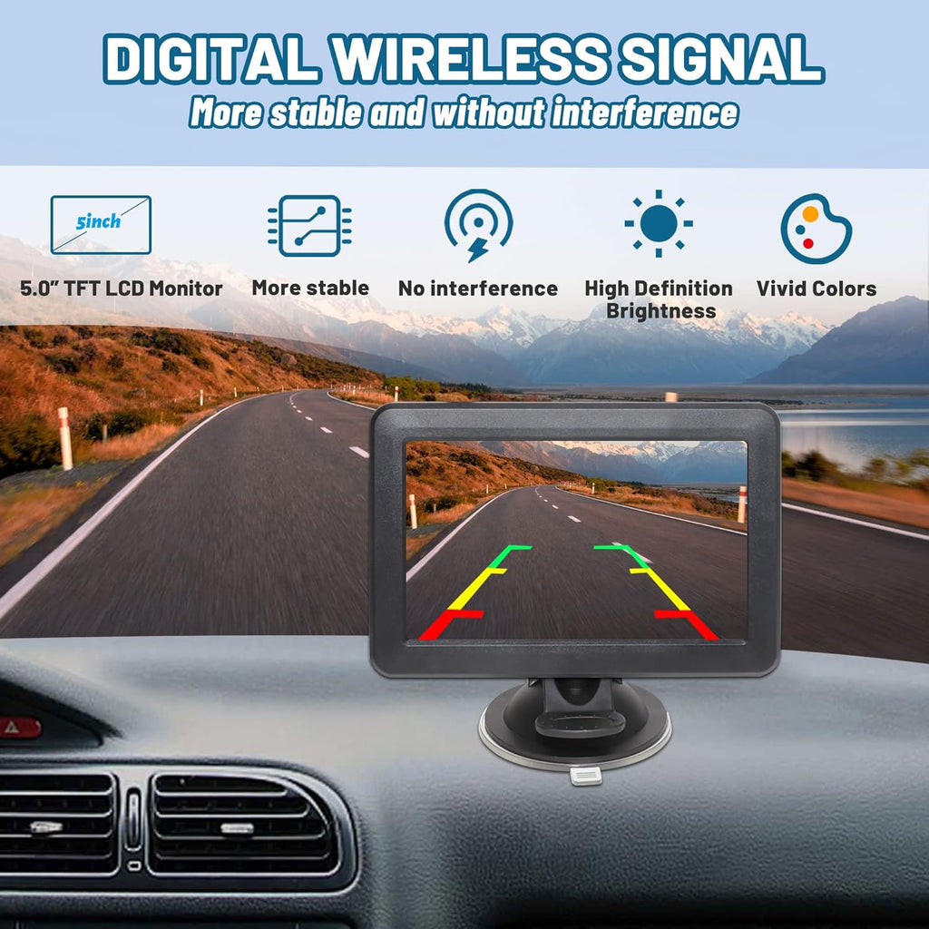 3x Wireless WiFi Magnetic Backup Cameras 1080P HD 5" Dual Monitor Battery Powered No Wiring Rear View Reverse Monitoring Camera Portable Kit for Car Truck Pickup RV Camper 5th Wheel Boat Horse Trailer