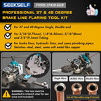 Professional Brake Line Flaring Tool Kit for 45 & 37 Degree Single, Double and Bubble Flares, 3/16", 1/4", 5/16", 3/8" and 4.75mm Steel Copper Metal Tubing