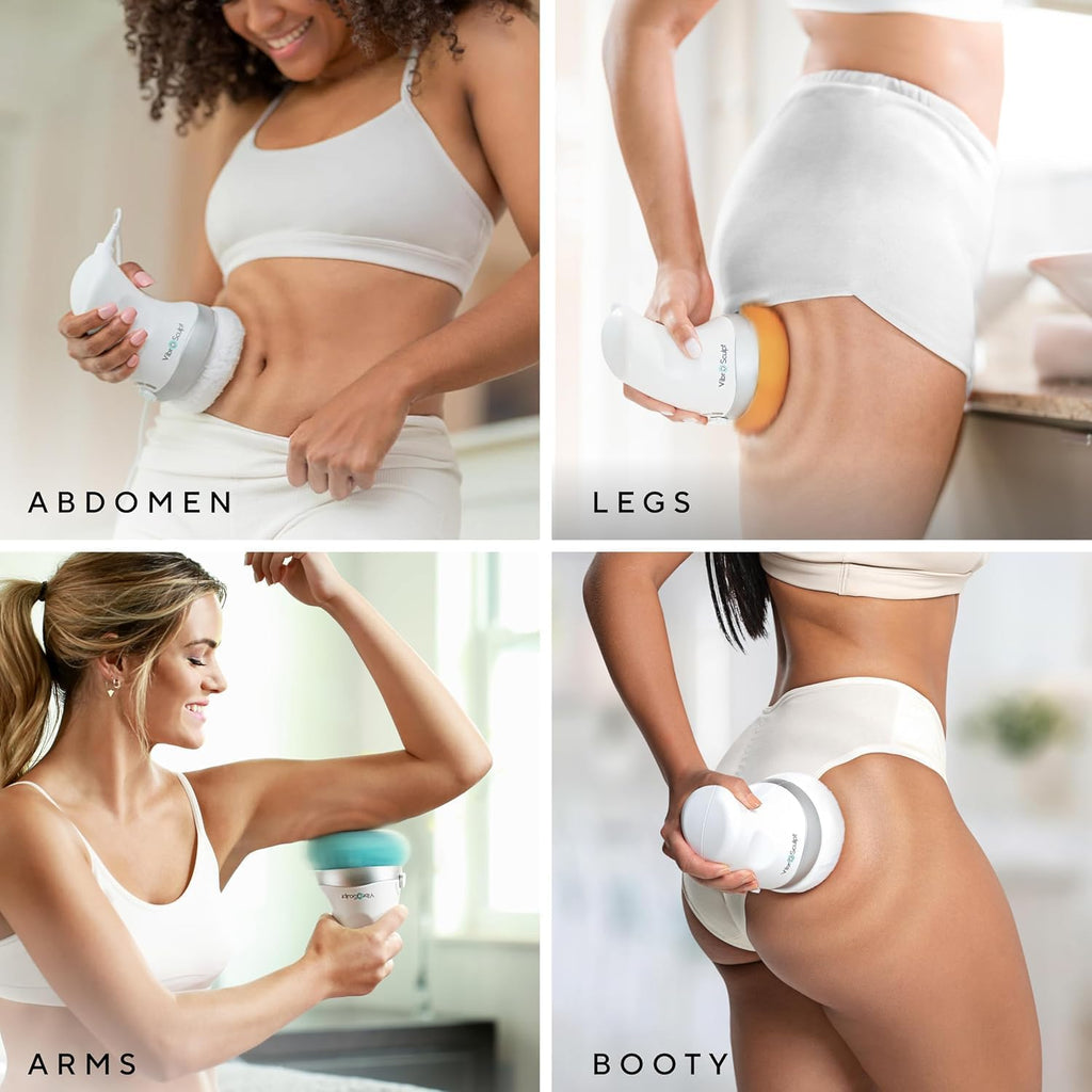 Vibro Sculpt Lymphatic Drainage Massager – Cellulite Massage Tool & Cellulite Massager, Handheld Body Massager for Stomach & Legs – Includes Pro Pads + Vitamin C Oil