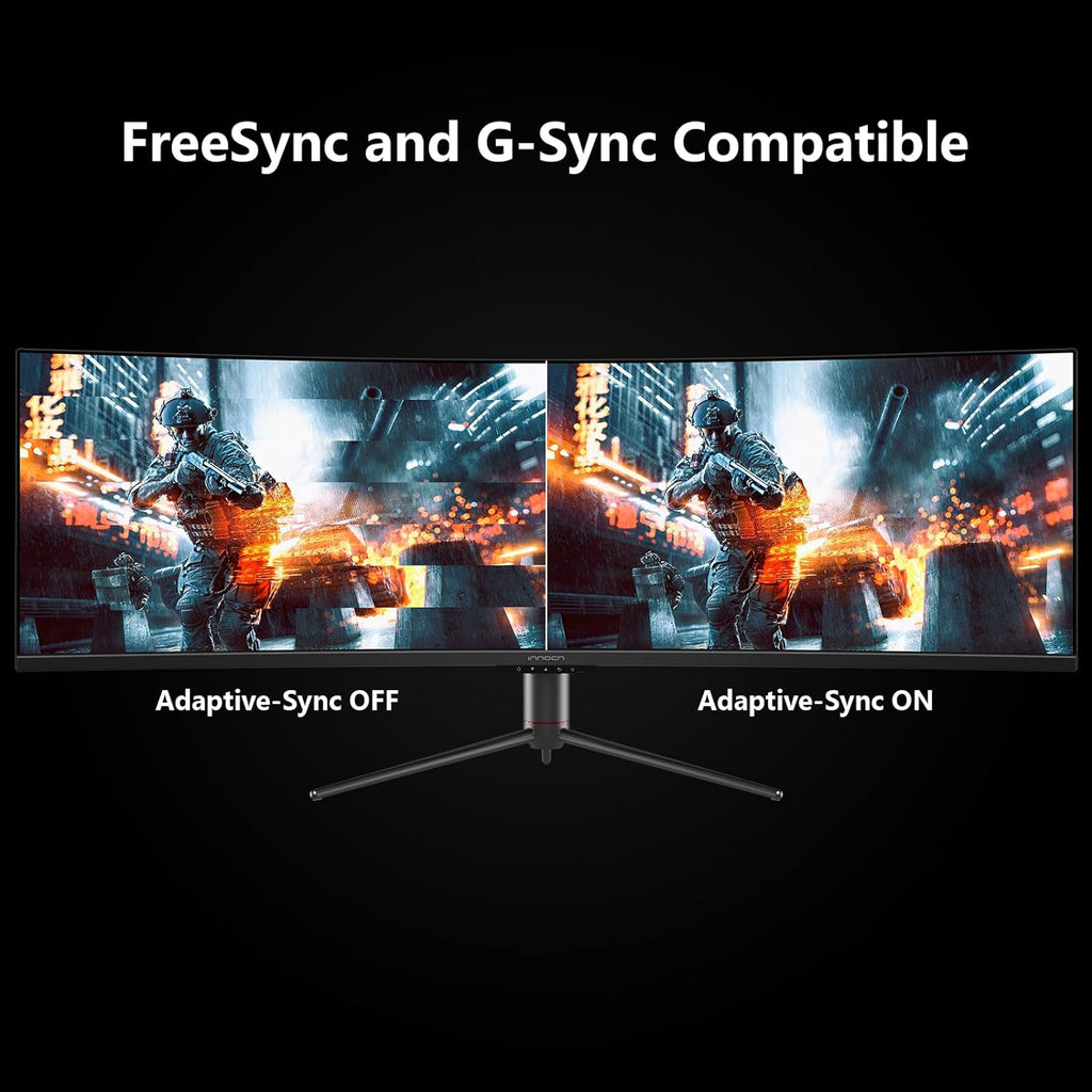 INNOCN 49" Curved Gaming Monitor 144Hz Ultrawide 32:9 WDFHD 3840 x 1080P  R1800  99% sRGB  HDR400  USB Type C  DisplayPort  HDMI  Built-in Speakers  Height/Tilt Adjustable - 49C1G