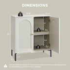 Modern TV Stands for 80 Inch TV, 92.63" W Wood Entertainment Center w/Adjustable Shelves, Mid Century Modern TV Stand w/Arched Fluted Doors, Media Console Cabinet for Living Room, Cream