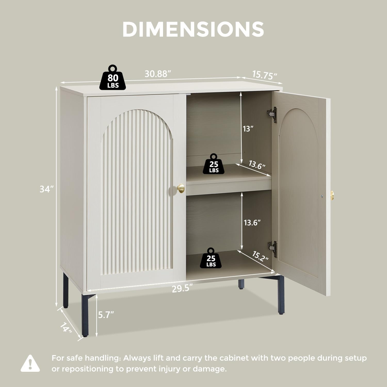 Modern TV Stands for 80 Inch TV, 92.63" W Wood Entertainment Center w/Adjustable Shelves, Mid Century Modern TV Stand w/Arched Fluted Doors, Media Console Cabinet for Living Room, Cream