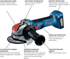 Bosch GWX18V-8N 18V X-LOCK Brushless 4-1/2 In. Angle Grinder with Slide Switch (Bare Tool)