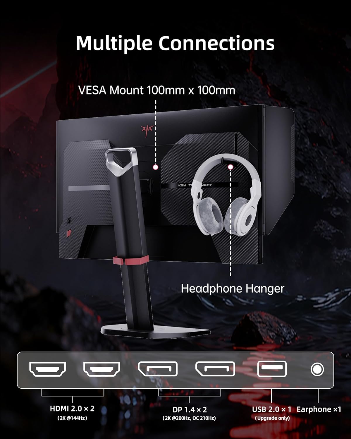 KTC 27M1 27 Inch Gaming Monitor  1440P Monitor with Speakers Built in  210Hz Monitors with Shielding Hood  Fast IPS  Adaptive Sync  130%sRGB  1MS(MPRT)  VESA Mount  Tilt/Swivel/Pivot/Height Adjustment