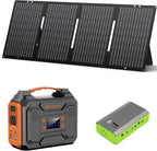 Portable Solar Generator with Panels  300W Power Station with Solar Panel 60W  110V AC Outlet Solar Power Pack Generator  Camping 65W Power Bank with DC for Laptop Smart Device RV Outdoor
