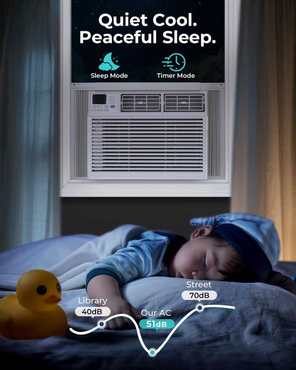 Window Air Conditioner, 8000 BTU Window AC Unit, Cool Rooms up to 350 Sq.Ft., 6-in-1 Modes,24H Timer, Energy Saving, Remote Control, Perfect for Bedroom, Apartment, Living Room, Office