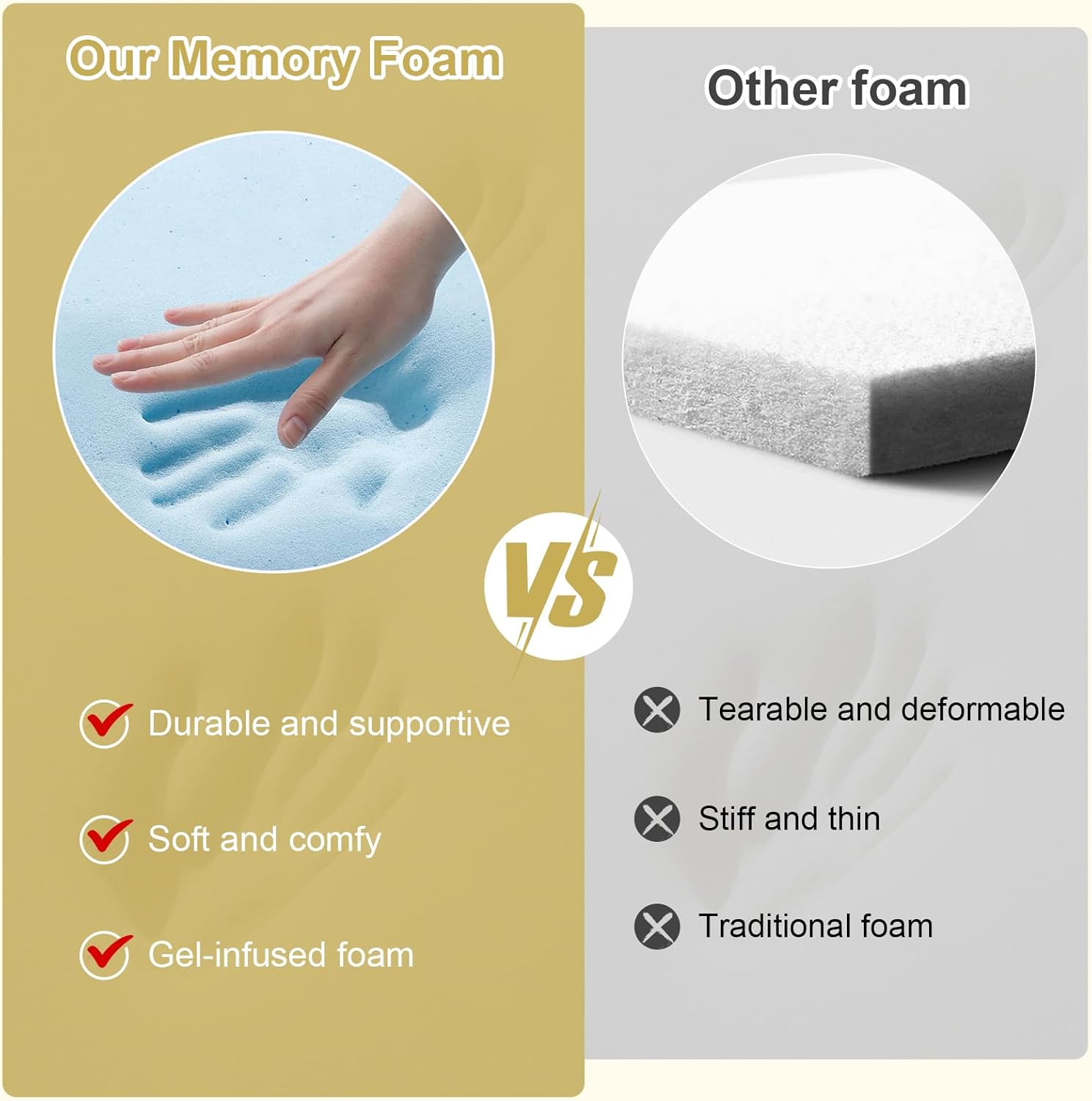 MUUEGM Tri Folding Mattress 6 Inch Queen Tri Fold Memory Foam Mattress Foldable Bed Mattress with Washable Cover Portable Mattress Topper for Yoga/Camping/RV/Guest Beds,CertiPUR-US Certified