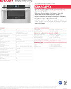 SHARP KB6524PSY Microwave Drawer Oven, 24-inch, 1.2 Cubic Feet, 950 Watt, Angled Touch Control Panel, Stainless Steel