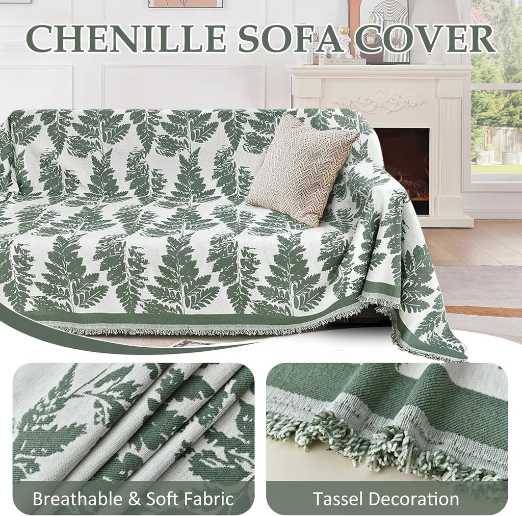 1OO% Waterproof Sectional Couch Covers for Dogs L Shaped Corner Sofa Cover Washable Chenille Sofa Slipcovers Blanket Modern Jacquard Pet Furniture Protector (91"x252", Sage Green)