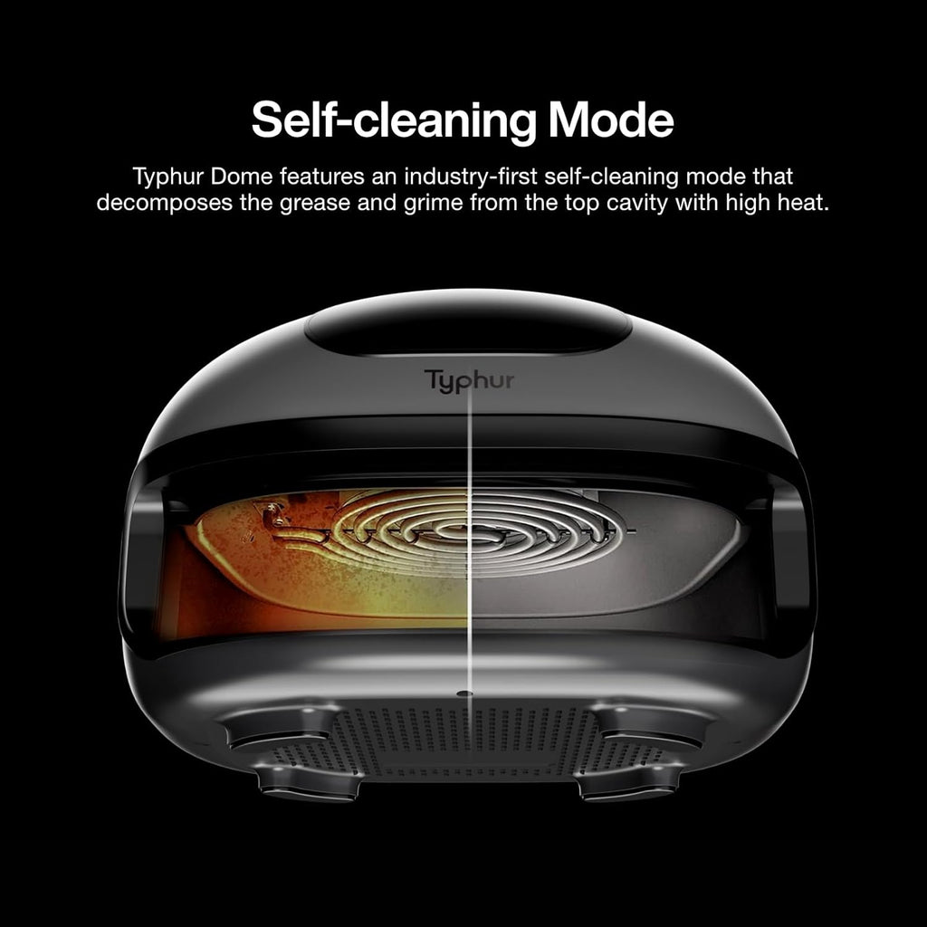 Typhur Dome 2 AI Smart Air Fryer, Large Flat Airfryer with Top & Bottom Heating, Self-cleaning Digital Fryer, PFAS free Ceramic Basket, Fits a 12" Pizza or Steaks, Whisper-Quiet, 120V