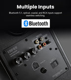 Edifier R2000DB Powered Bluetooth Bookshelf Speakers - Near-Field Studio Monitors - Optical Input - 120 Watts RMS (Black)
