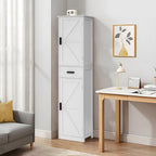 TEENFON Tall Bathroom Cabinet, Storage Cabinet with 6 Shelves & Drawer, Bathroom Storage Cabinet with Adjustable Shelves, Tall Cabinet for Living Room, Home Office, White