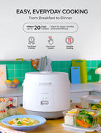 CUCKOO Basic Rice Cooker 10-Cup Uncooked / 20-Cup Cooked, Large Rice Maker and Warmer with Nonstick Inner Pot, Easy to Use with Auto Keep Warm, Includes Steam Tray, White (CR-1095)