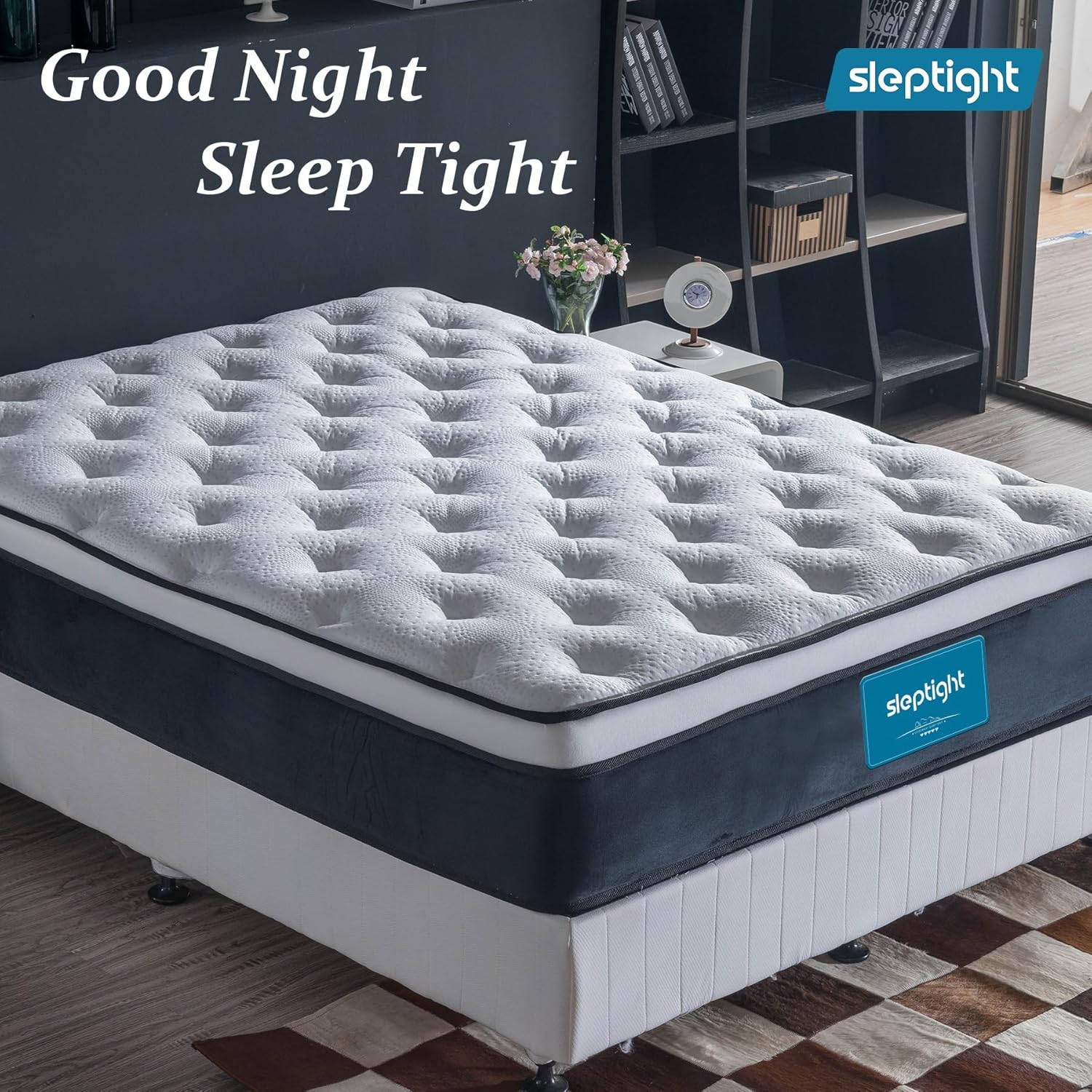 Queen Mattress, 12 Inches Pillow Top Hybrid Queen Mattress in a Bag, Memory Foam Pocket Spring Bed for Medium Firm Support