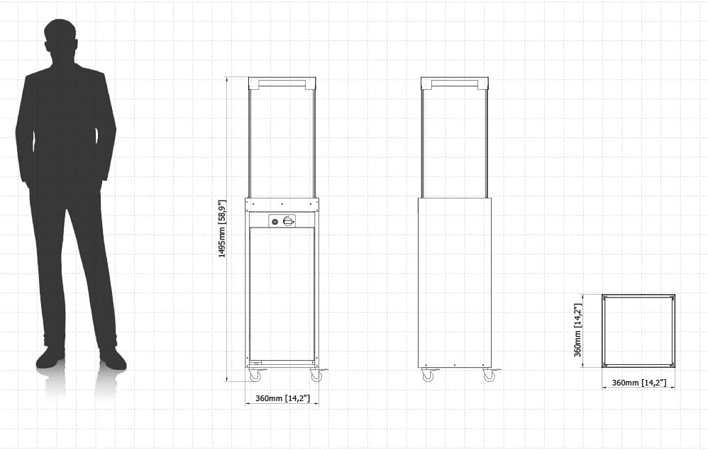 Planika Faro 41 000 BTU Propane Patio Heater 59" Modern Freestanding Glass Tower with Wheels  Smokeless 360° Flame  Cover & Regulator Included for Commercial & Residential Outdoor Spaces