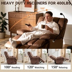 Euthymia Oversized Recliner Chair, Heavy Duty Recliner Chairs for Adults 400LBS, Large Recliner Chair, Extra Wide Recliners for Living Room, Brown