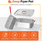 18QT Propane Deep Fryer | Outdoor Fish Fryer with 2 Baskets,Tong, Cover,Lid & Thermometer | Aluminum Deep Fryer with 55,000 BTU Propane Burner - Ideal for Fish, Chicken Wings & Outdoor Gatherings