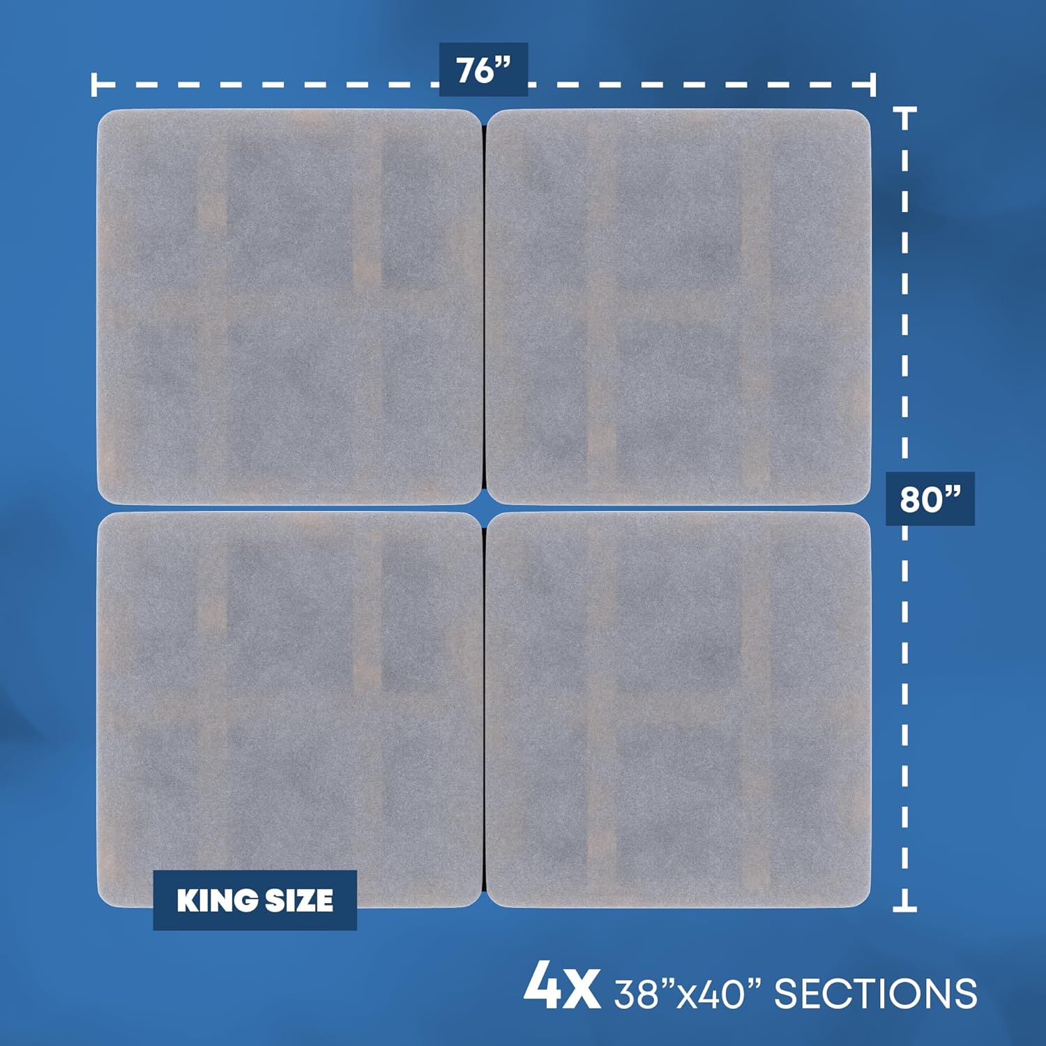 Greaton, Premium 38mm Split Wood Bunkie Board for King Size Bed - 4-Piece Under Mattress Support Board, Fully Assembled, Fabric Ventilation Cover - Replaces Wooden Slats or Box Spring for Bed Frames