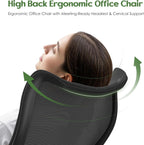 Office Chair Ergonomic Desk Chair - Comfy Mesh High Back Office Chair with Lumbar Support Wheel Home Desk Office Chairs Flip up Armrest Executive Rolling Swivel Task Computer Chair Black Silver