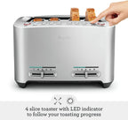 Breville BTA840XL Die-Cast Smart Toaster, 4 Slice, Brushed Stainless Steel