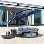 PURPLE LEAF 11 Feet Patio Umbrella Outdoor Round Umbrella Large Cantilever Umbrella Windproof Offset Heavy Duty Sun for Garden Deck Pool Patio, Navy Blue