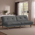 Flamaker Convertible Futon Sofa Bed Futon Couch with Adjustable Back Upholstered Sleeper Sofa Bed for Living Room Furniture (Fabric,Grey)
