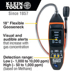 Klein Tools ET120 Gas Leak Detector, Combustible Gas Leak Tester with 18-Inch Gooseneck Has Range 50-10,000 ppm, Includes Pouch, Batteries