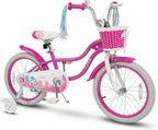 BABY JOY Kids Bike, 12" 14" 16" 18" Mermaid Girls Bike for 3-8 Years Old w/Basket, Training Wheels, Hand & Coaster Brakes, Adjustable Seat & Handlebar, 20" Children Bicycle with Kickstand for 8+