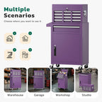 Greenvelly Tool Chest, 5-Drawer Rolling Tool Chest with Hooks and Lockable Wheels, Detachable Top Tool Box, Toolbox with Wheels, Rolling Tool Box for Mechanics Garage Workshop and Tool Room (Purple)