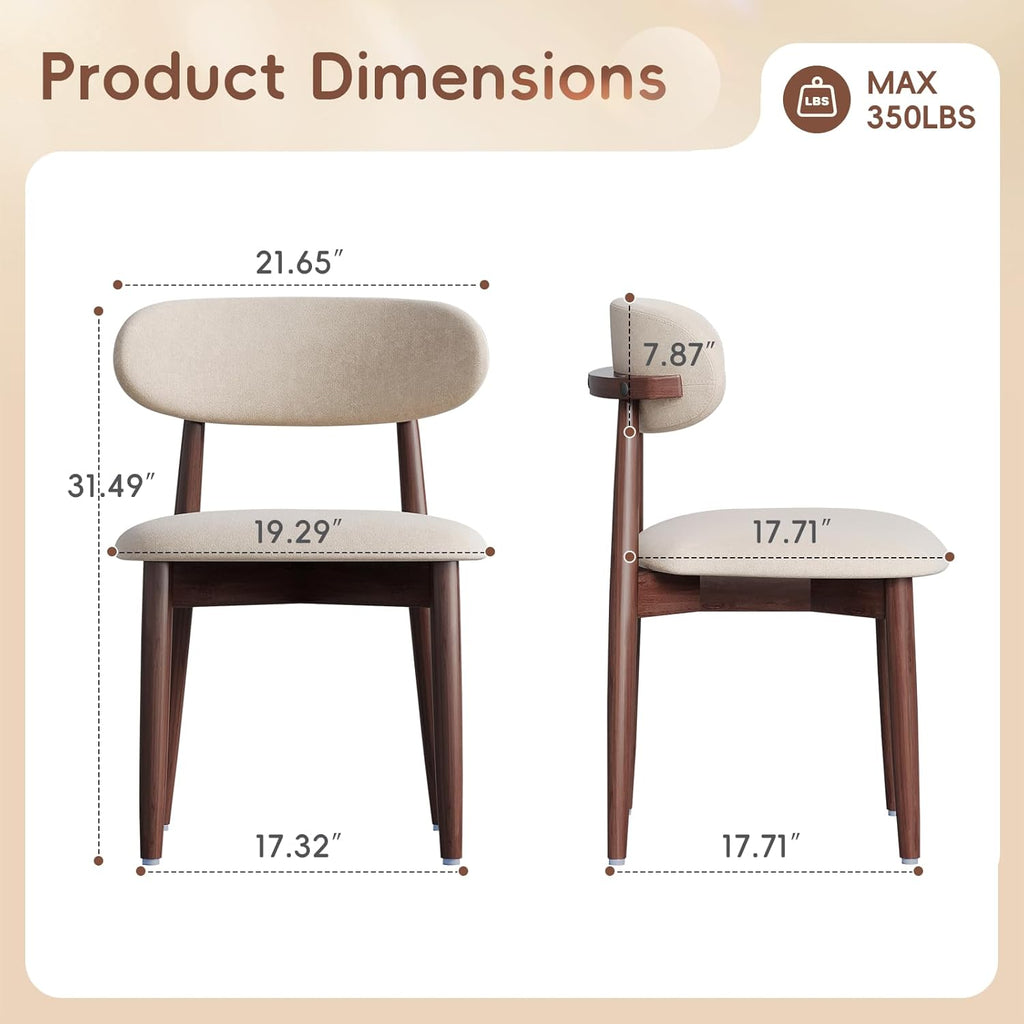 Wood Dining Chairs Set of 4, Modern Kitchen Chair, Upholstered Dining Chair with Ergonomic Backrest and Non-Slip Foot Pads, Farmhouse Dining Chairs Very Strong (Beige)