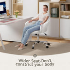Warmiehomy Office Chair, Velvet Desk Chair for Home Office, Cozy Vanity Chair, Girl Cute Makeup Chair with Arm Rest for Bedroom Dressing Room (Cloud White)