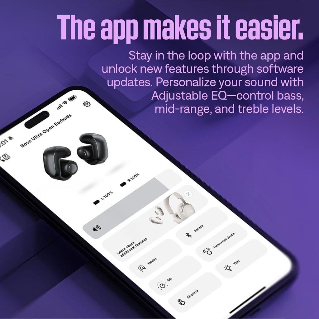 Bose Ultra Open Earbuds - Bluetooth Open Ear Earbuds with OpenAudio for Awareness  Clip-On Design for Comfort  Water Resistant  Up to 48 Hrs of Playtime  Black