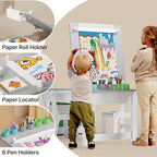 Gizoon Kids Art Table and Chairs with Removable Tabletop Storage,Toddler Craft Table and Chair Set for Drawing Studying Playing Wooden Kid Acitivity Table in Playroom Kids Room Living Room, Gray