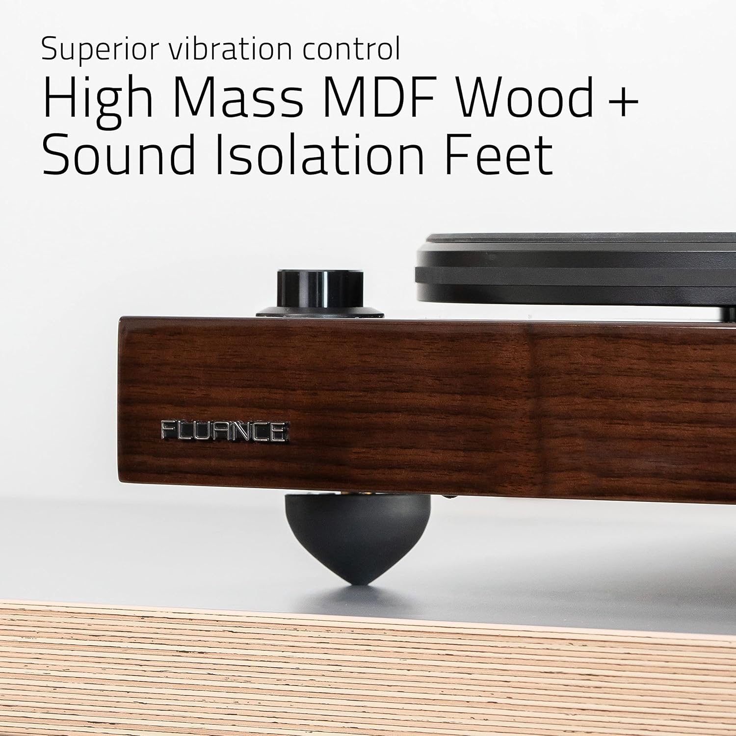 Fluance RT82 Reference High Fidelity Vinyl Turntable Record Player with Ortofon OM10 Cartridge  Speed Control Motor  High Mass MDF Wood Plinth  Vibration Isolation Feet - Piano Black