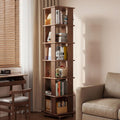 Solid Wood Rotating Bookshelf, 6-Tier Rolling Bookcase .360 Degree Revolving Bookshelf .Spinning Bookshelf Tower for Small Spaces, Bedroom .Office .Living Room .Classroom (Walnut)