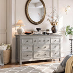 LGHM Dressers for Bedroom with 9 Drawers, 9 Drawer Dresser with Textured Borders, 58" W Chest of Drawers Closet Organizers and Storage Clothes - 6" Deep Drawer for Bedroom, Living Room,Gray