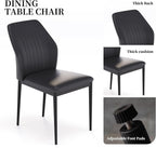 47.24" Round Dining Table Set for 6, 7 Piece Dining Room Table Set, Circle Kitchen Table and Chairs for Dining Room, Living Room, Kitchen, Apartment(Black Table + 6 Black Faux Leather Chairs)