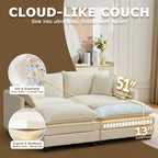 78" Modular Sectional Sofa, Cloud Couch Loveseat Sofa with 2 Movable Ottoman, Comfy Chenille Deep Seat Sofa with Throw Pillows, 4 Seat Modern Couches for Living Room, Bedroom and Apartment, Beige