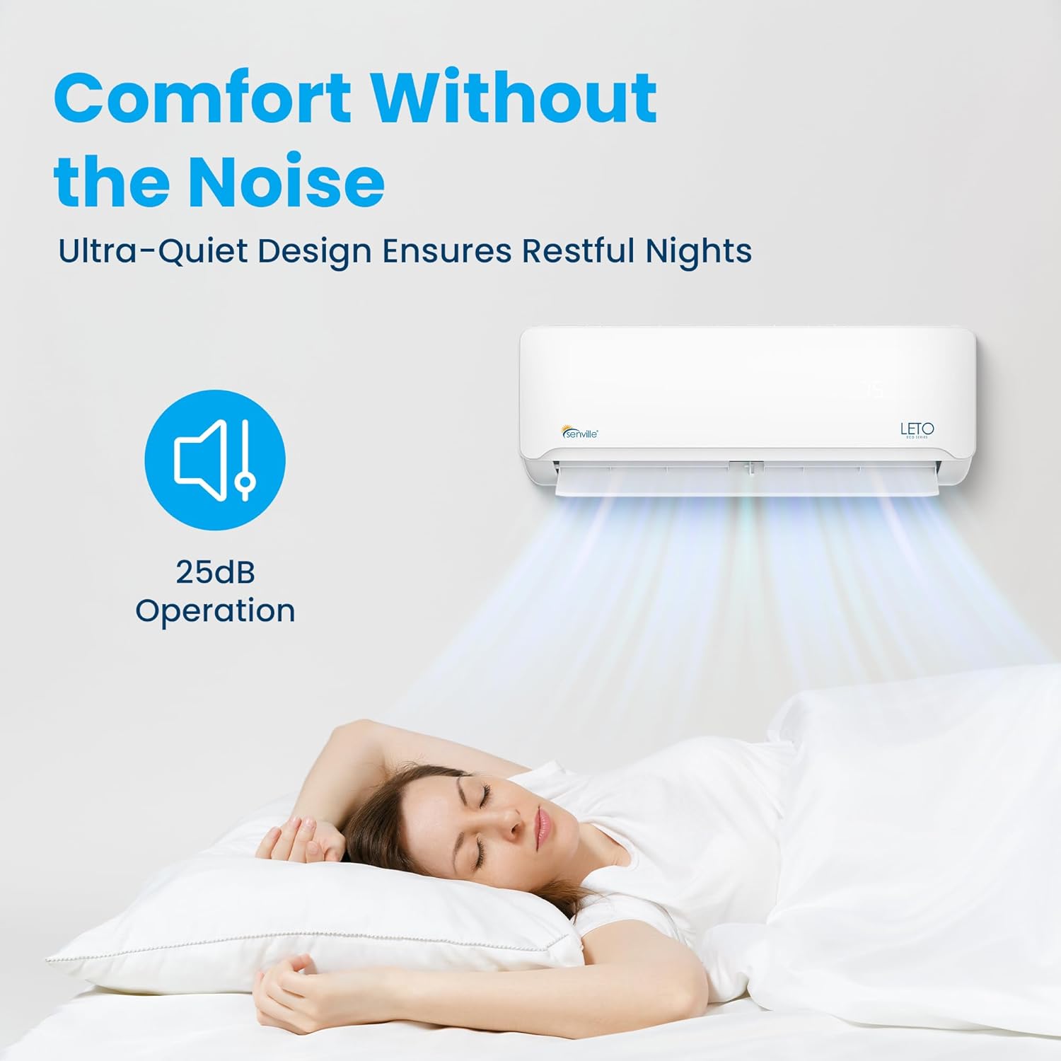 Senville LETO Series Mini Split Air Conditioner Heat Pump, 9000 BTU 110/120V, Inverter, Works with Alexa, SEER2 21.5, White