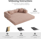 79in Convertible Sofa Bed, Corduroy Boneless Couch Bed, Futon Sleeper Sofa Pull Out Bed, Foldable Couch for Living Room Apartment, No Assembly Required