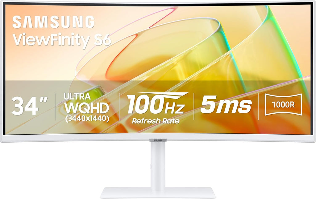 Samsung 34” ViewFinity (S65TC) Series Ultra-WQHD 1000R Curved Computer Monitor  HDR10  100Hz  AMD FreeSync  Thunderbolt 4  Height Adjustable Stand  Built-in Speakers  Eye Care  LS34C650TANXGO  2024