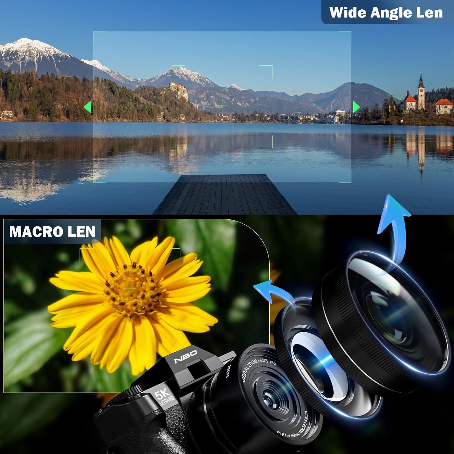 True 5K Digital Cameras for Photography 64MP - 16X Zoom  WiFi  with 64GB TF Card  Wide-Angle & Macro Lens  Autofocus & Anti-Shake  Vlogging Camera for YouTube Travel (Black)