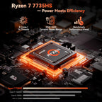 NIMO 2026 Gaming Laptop  17.3" FHD IPS Large Screen  AMD R7 7735HS (Up to 4.75 GHz  Beat i7-12650H) Computer with 16GB DDR5 RAM 256GB SSD  180° Vewing  Radeon 680M  Dual Fans  for Business  College