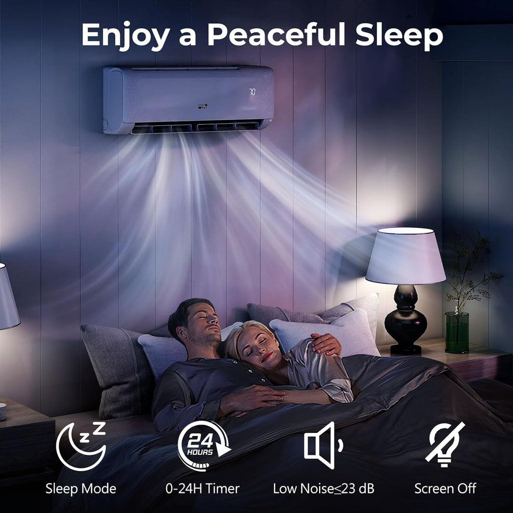 COSTWAY 9000 BTU Mini Split Air Conditioner, with Heat Pump, 20.5 SEER2 115V Inverter, 24H Timer, Auto Clean, Remote Control for Rooms up to 450 Sq.Ft (Airtural Series)