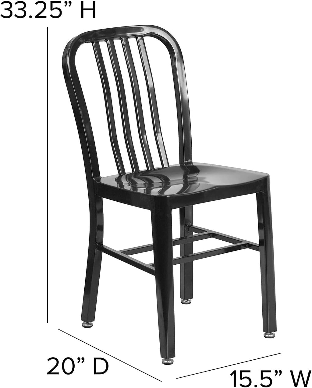 Flash Furniture Commercial Grade Black Metal Indoor-Outdoor Chair