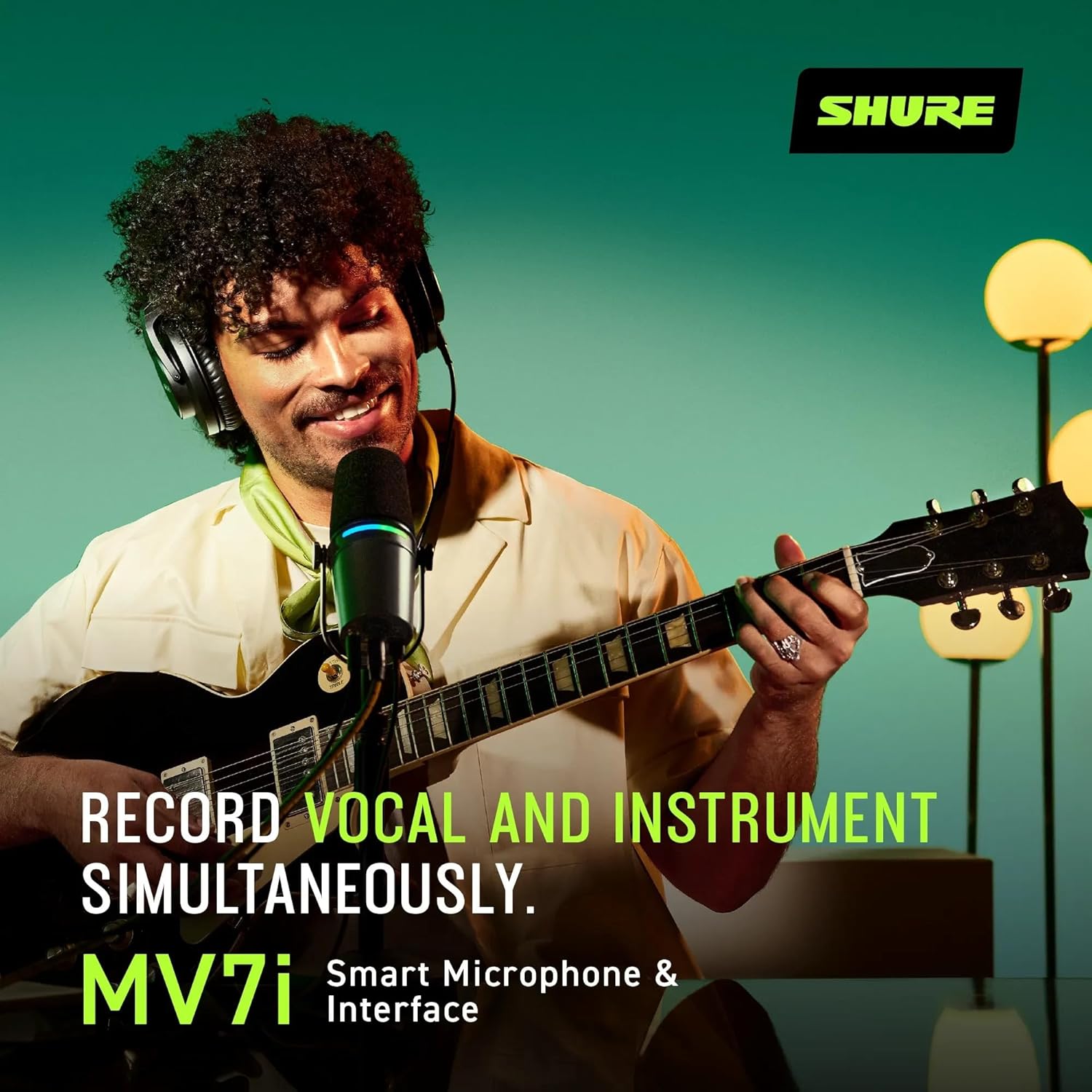 Shure MV7i Smart Microphone – USB-C & XLR Mic for Podcasting  Music & Streaming with Built-in Audio Interface  Auto Level Mode  Advanced DSP  All-Metal Design  Black