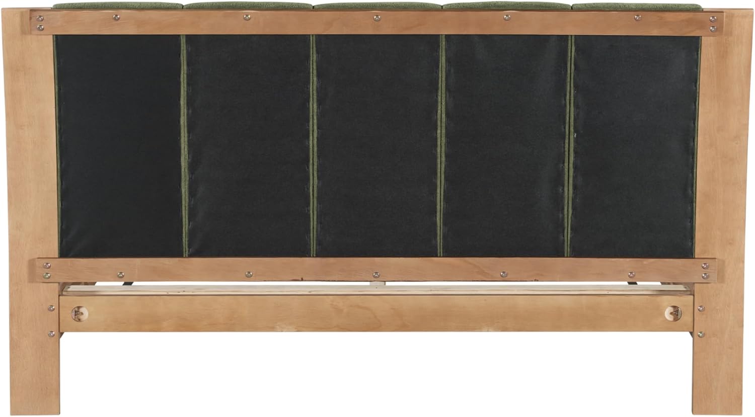 Christopher Knight Home Trisie Mid-Century Modern King Size Bed Frame and Headboard, Solid Wood King Platform Bed Frame with Upholstered Headboard, No Box Spring Needed, Easy Assembly, Natural