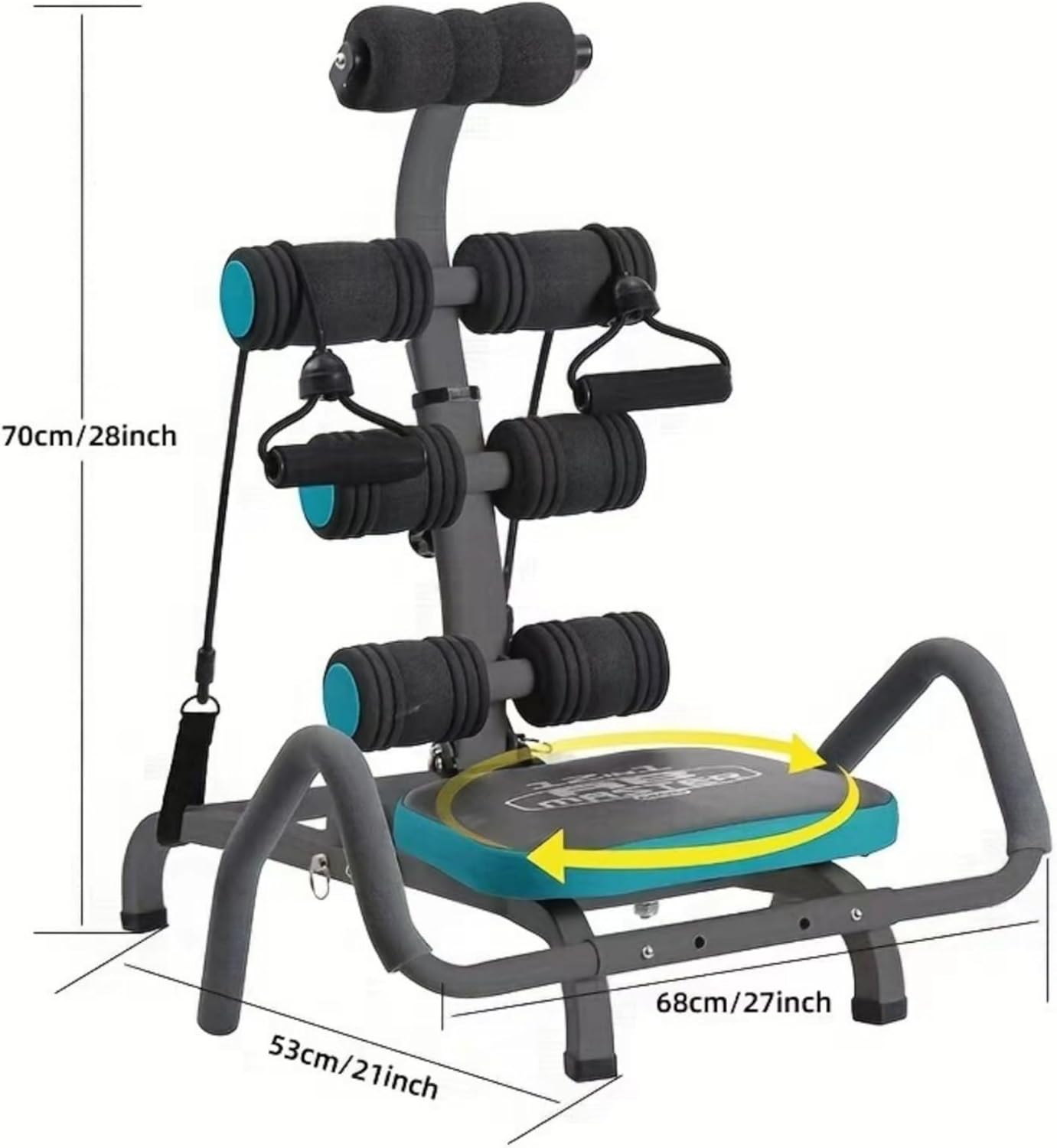 Ab Machine for Stomach Workout – Multi-Functional Adjustable Ab Trainer Machine with Waist Twister, Ab Rocket & Ab Cruncher – Abdominal Exercise Equipment for Home Gym