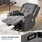 Swivel Recliner Chair for Adults with Massage and Heating,Manual Glider Rocking Recliner Chair with Cup Holds and Pockets,Reclining Rocker Chairs for Living Room Bedroom R8811 (Darkgrey)