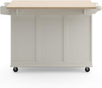 Homestyles Dolly Madison Off-White Mobile Kitchen Island Cart with Wood Drop Leaf Breakfast Bar
